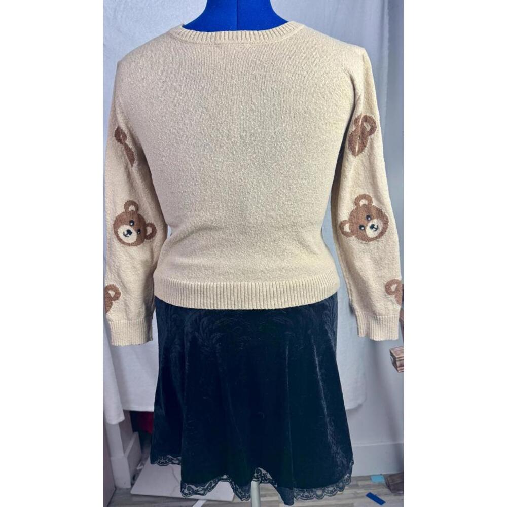 Amy Byer Teddy Bear Sweater | Cozy Knit Pullover | XL | Soft Kawaii Cottagecore - Picture 4 of 7